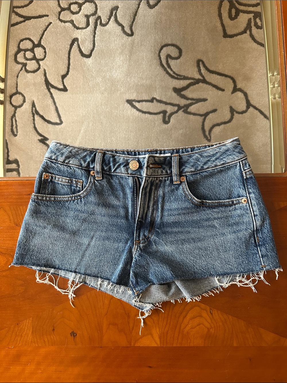 Garage Women's Distressed Denim Cutoff Shorts - Blue